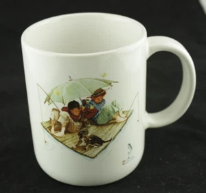 Tazza da tè caffè vintage Norman Rockwell Fisherman Paradise bambini zattera Giappone - Foto 1 di 5
