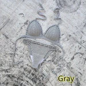 Women‘s Swimwear Hand Crochet Bikini Set tankini Lining top swim trunks 10 Color - Picture 1 of 16