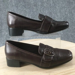 Josef Seibel Shoes Womens 41 Loafer Pumps Brown Leather Casual Heels Buckle - Picture 1 of 17
