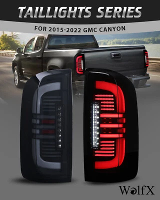 Full LED Tail Lights For 2015-2022 GMC Canyon Pickup Rear Lamps Black Smoke Lens Foto 1 de 4