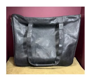 VTG LEATHER? LARGE CARRY TRAVEL BAG WITH ZIPPER CLOSER & SIDE ZIPPER TO WIDEN - Picture 1 of 7