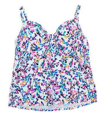 Camiseta Tankini Island Escape Talla 16 Con Aros Estampado Floral Escorpio Nueva con Etiquetas Blanca Multi Foto 1 de 2
