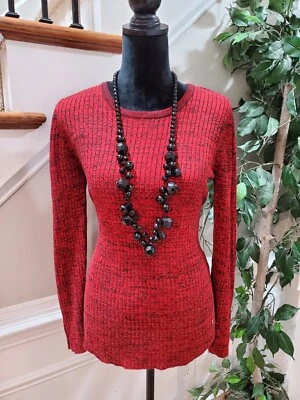 Suéter pulôver feminino Calvin Klein acrílico vermelho gola redonda manga longa tamanho P - Imagem 1 de 4