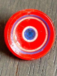 Antique Concave Bullseye Red Whit Blue Glass Sewing Button 9/16” - Picture 1 of 7