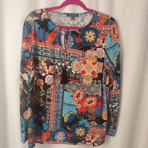 Top donna multicolore floreale grigio alloro abbigliamento resort vacanza tropicale casual M - Foto 1 di 16