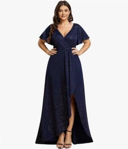 Women’s Size 18W Navy High/Low Sparkle Dress - Picture 1 of 5
