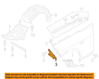 FIAT OEM 17-20 124 Spider Fender Fender Components-Bracket 68318906AA - Image 1 of 2