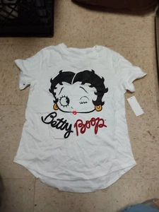 Nwt Betty Boop Womens Junior Tee Shirt White Short Sleeve L - Picture 1 of 1