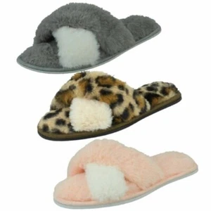 Mujer Spot On Informal Esponjoso Pantuflas X2R122 - Imagen 1 de 28
