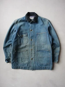 Vintage Sears Jacket Denim Work Leisure Blanket Lined Chore Coat Thrashed Size M - Picture 1 of 7