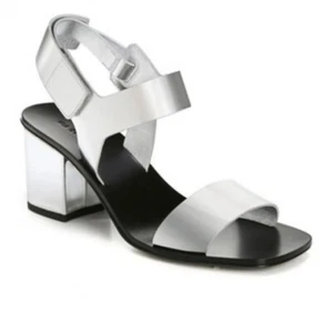 Via Spiga 'Kamille' Silver Block Heel Sandal Sz 9 - Picture 1 of 12