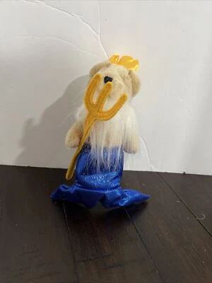 VTG  Neptune GANZ 2000 Wee Bear Village Blue Mermaid Plush Small 6" - Image 1 of 4