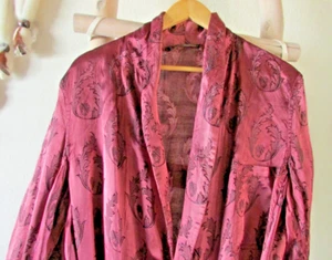 Vintage Maroon Silk Long Dressing Gown, Made in England - Picture 1 of 7