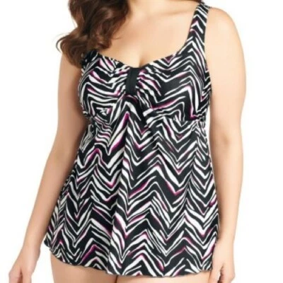 Elomi Brand Black, White and Pink Zula Tankini New (Gold5) - Image 1 of 4