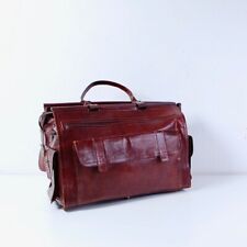 Vecchio borsone da viaggio in pelle cuoio marrone Vintage old leather travel bag