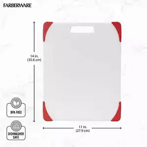 Farberware 11-inch X14-inch Nonslip Poly Cutting Board with Red Corners - Picture 1 of 14