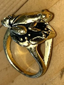 Vintage Frosch auf Lilie Pad goldfarben Ring Modeschmuck "COP 88" Aufdruck Gr. 8 - Bild 1 von 18