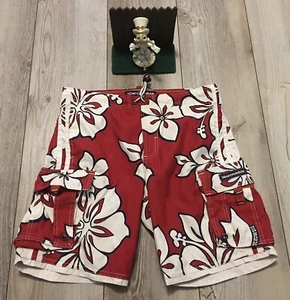 Abercrombie & Fitch Swim Trunks Boardshorts Youth Medium Red White - Picture 1 of 5