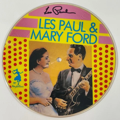 Autographed Les Paul & Mary Ford Limited Edition Picture Record w/ Beckett COA Cover
