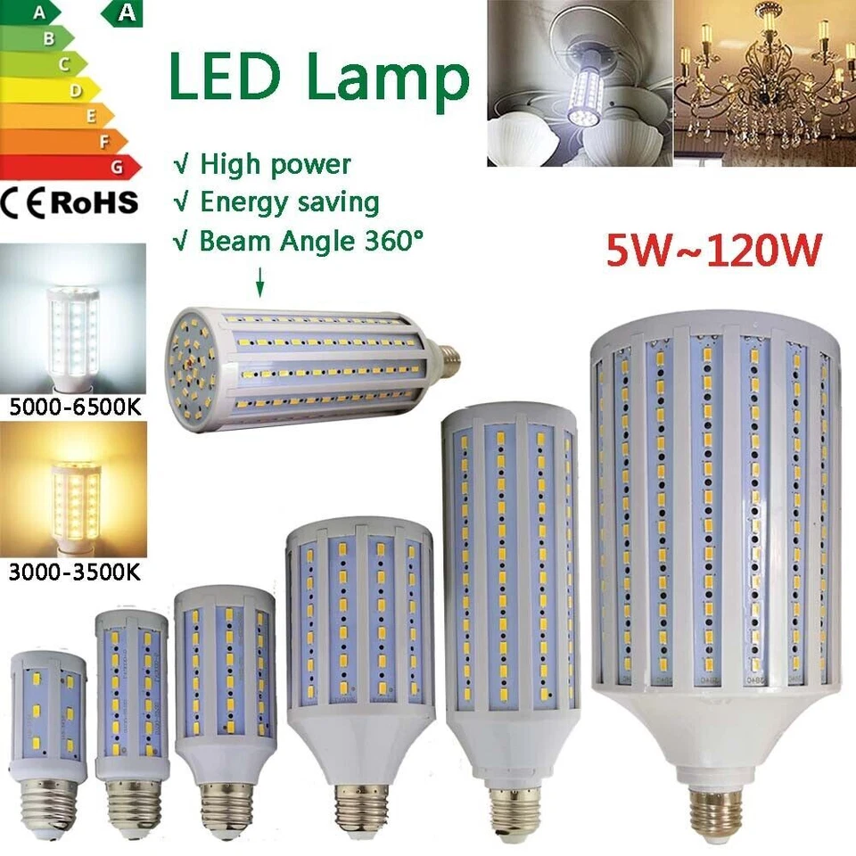 led light bulb e27 220v cool warm white corn smd 10w 20w 30w 60w 80w 120w lamp - Image 1 of 4