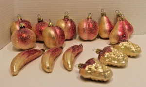 German Fruit Christmas Ornaments Vintage Sparkles - Picture 1 of 5