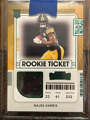 NAJEE HARRIS 2021 CONTENDERS ROOKIE TICKET STEELERS WORN JERSEY PATCH RELIC BAMA - Image 1 of 2