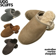 100% Australian Merino Sheepskin Scuffs Moccasins Slippers Winter Slip On UGG - 