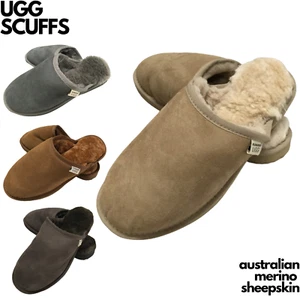 100% Australian Merino Sheepskin Scuffs Moccasins Slippers Winter Slip On UGG - - Picture 1 of 52