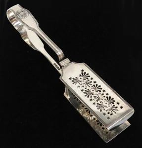 1824 LONDON STERLING SILVER KINGS PATTERN 9 3/4 ASPARAGUS TONGS - Picture 1 of 6