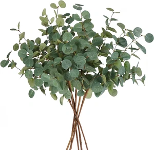 6Pcs Artificial Eucalyptus Stems Tall 24" Faux Eucalyptus Branches Fake Greenery - Picture 1 of 7
