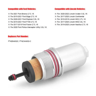 Conjunto de filtro de aceite para Ford F-150 Edge Explorer 2015-2020 carcasa FT4Z-6A832-C Foto 1 de 4