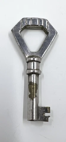 Antique Fancy Ornate Hollow Open Barrel Brass & Steel Skeleton Key 2" Cover