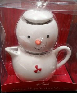 HALLMARK SNOWMAN STACKING CREAM  SUGAR WHITE COLLECTIBLE HOLIDAY DISHWASHER SAFE - Bild 1 von 3