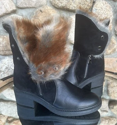 Patrizia by Spring Step Saige Booty Black w/Faux Fur EU Sz. 39 US 8.5 - Image 1 of 4