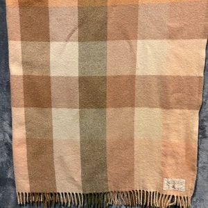 Onehunga Wool Pink Grey Brown Fringed Blanket Throw New Zealand 54x66 in - Picture 1 of 7