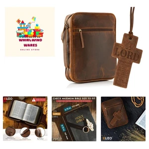 Leather Bible Cover for Men Bible Case Women Holder Carrying Organizer Wrap S... - Picture 1 of 9