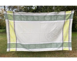 SUD ETOFFE FRENCH TABLECLOTH 60 x 99 OLIVE GREEN, YELLOW, WHITE, NEW NO TAGS - Picture 1 of 13