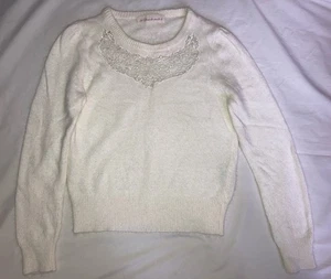 31 Sons De Mode Angora Pullover Elfenbein Spitze Akzent Japan Größe 36 - Bild 1 von 4