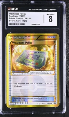 Weakness Policy Gold Secret Rare 164/160 Primal Clash CGC 8 NM/Mint 2015 - Image 1 of 2