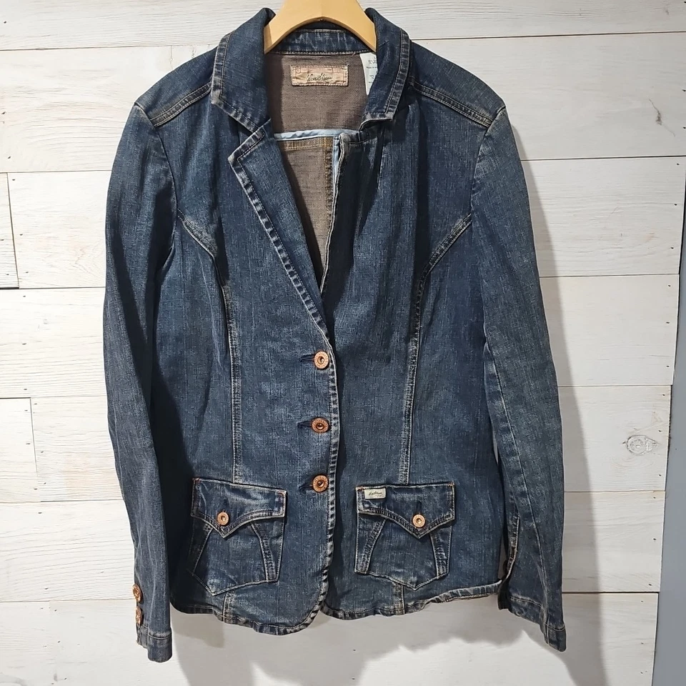Chaqueta Blazer Vintage 90’s Levi Strauss Signature Mujer’s Elastizada Denim Grande Foto 1 de 4