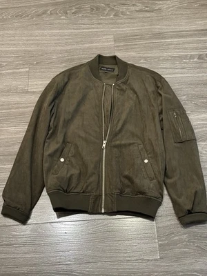 Slate & Stone Jacket Mens L Brown Faux Suede Full Zip Lightweight Lined Bomber - Image 1 of 3