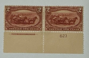 US Scott’s 286 Plate Block Pair IMPT.  T Vlll Hinged With Gum - Picture 1 of 4
