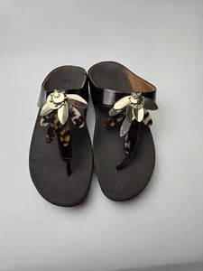 Fitflop Conga Dragonfly Black Patent Leather UK Size 4 - Picture 1 of 13