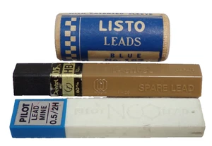 LISTO BLUE PENCIL LEADS SIZE NO. 162 IN SEALED WOOD TUBE + PENTEL JAPAN + PILOT - Picture 1 of 6