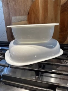 Corning Ware Simply Lite Set Of 2 White Square Casseroles 1.5 Qt & 2 Qt No Lids - Picture 1 of 8