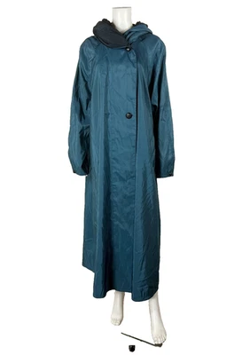 Chaqueta Impermeable Larga MYCRA MAC Donatella Reversible Talla 2 M/L Capucha Plisada NTSF Foto 1 de 4