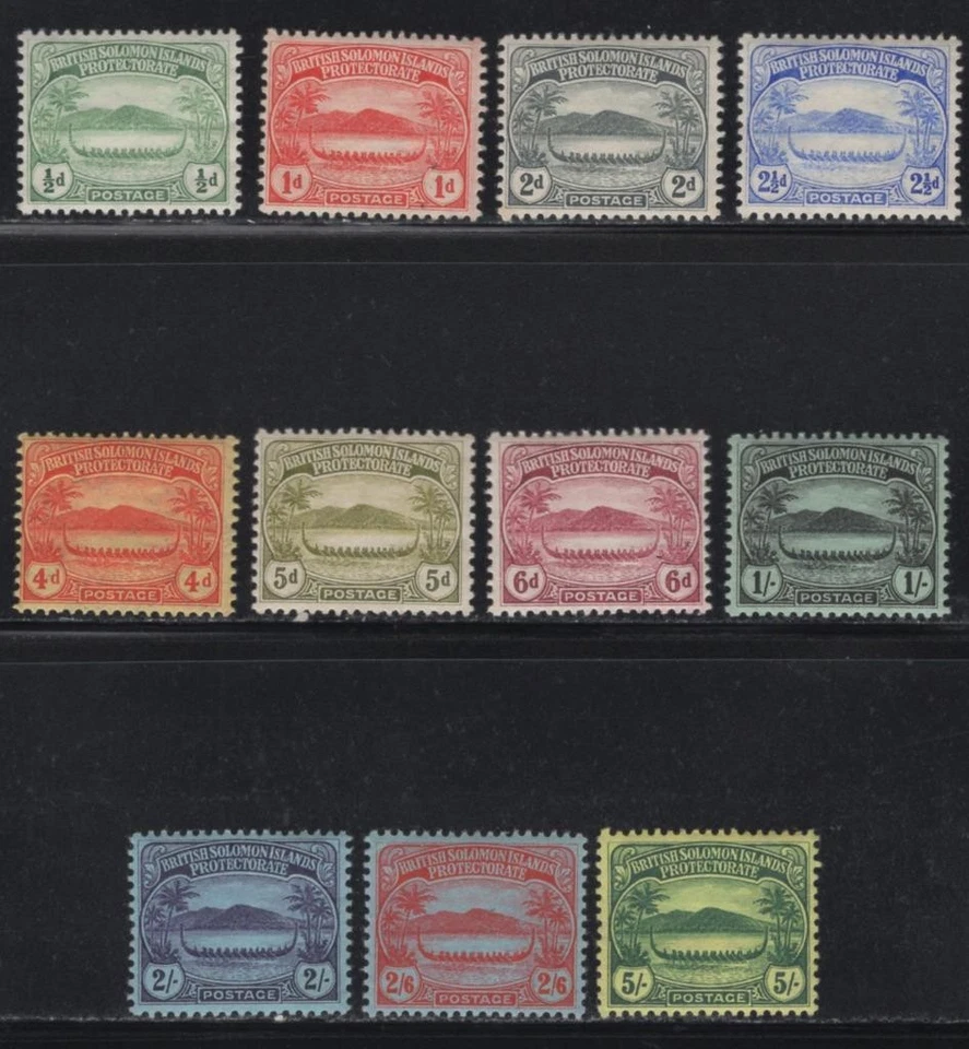 WC1_33961 H. BRITISH COL.:SOLOMON ISL. Rare 1908-11 set. Sc.8-18. MH-MLH - Image 1 of 1