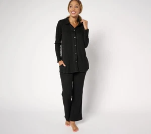 Cuddl Duds Petite Comfort Rib Set da salotto 2 pezzi Nero L Nuovo - Foto 1 di 1