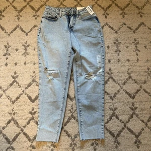 Old Navy Damen-Knöcheljeans neu mit Etikett hoher Bund OG gerader roher Saum helle Waschung – Größe 4 - Bild 1 von 9