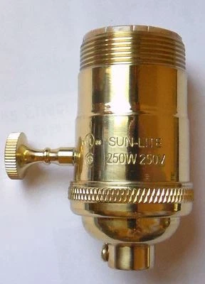 Solid Turned Brass INDUSTRIAL Look 3-Way Heavy Duty Lamp Light Socket  #SO240 - Image 1 of 2